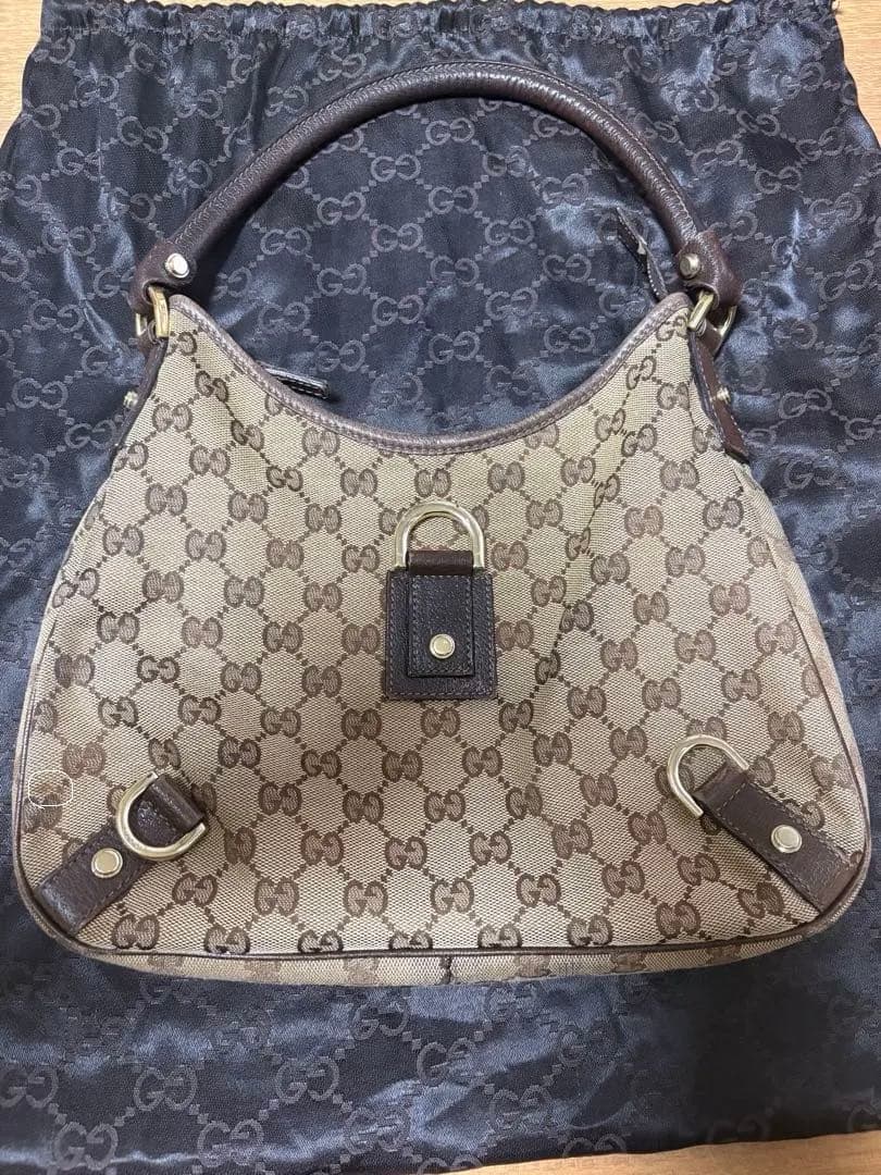 正規品GUCCI 130738 アピー GGキャンバス ハンドバッグ