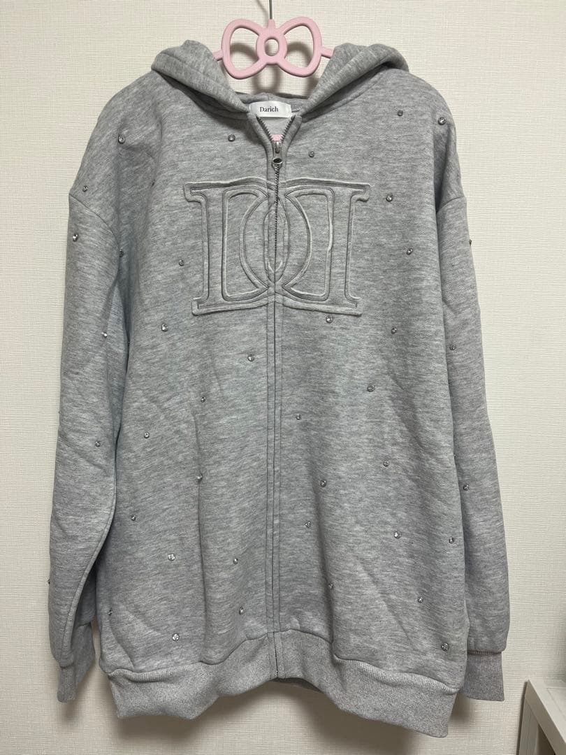 新品　ダーリッチDarich DDロゴビジュージップパーカー グレーF