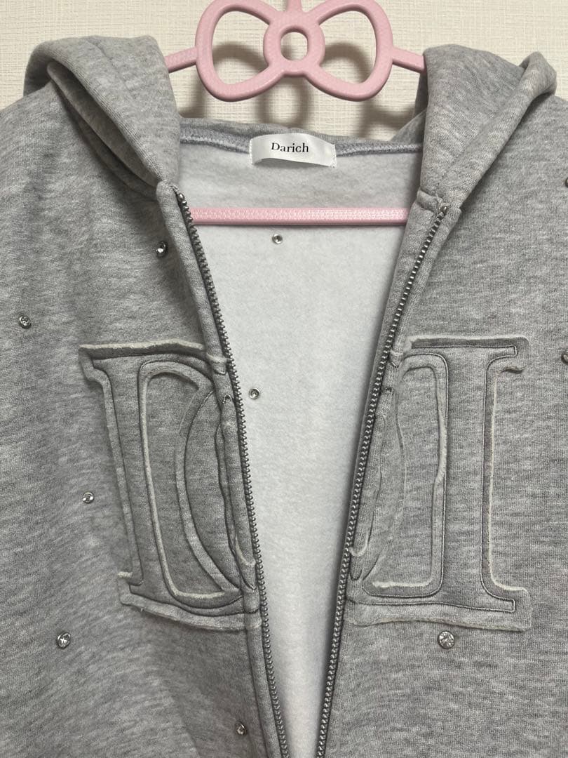 新品　ダーリッチDarich DDロゴビジュージップパーカー グレーF