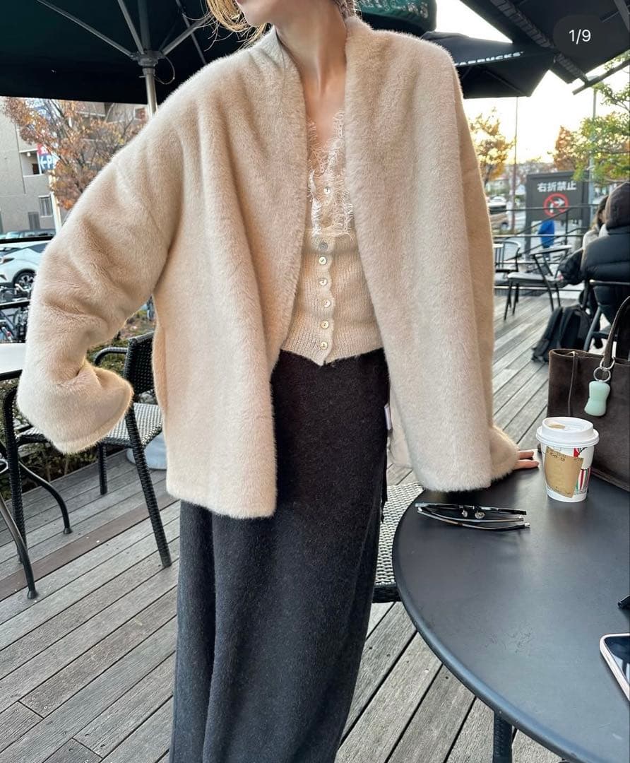 ノーカラー　ファーコート