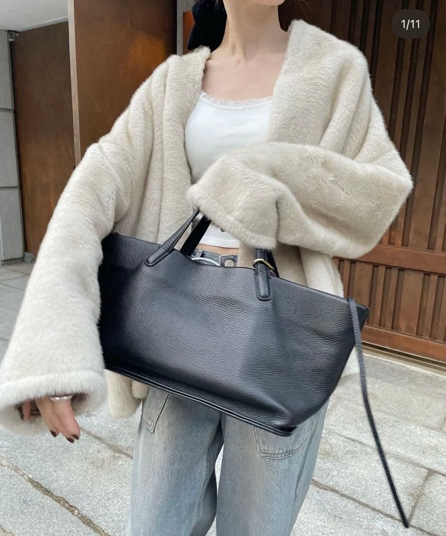 ノーカラー　ファーコート