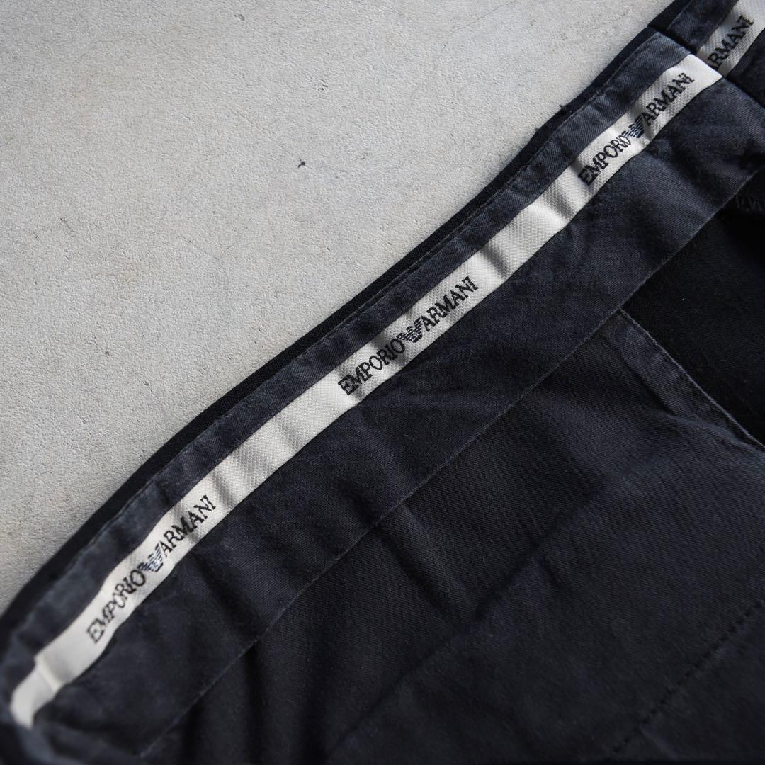 00s エンポリオアルマーニ ギャバジンウールスラックス 黒ブラックW34L30