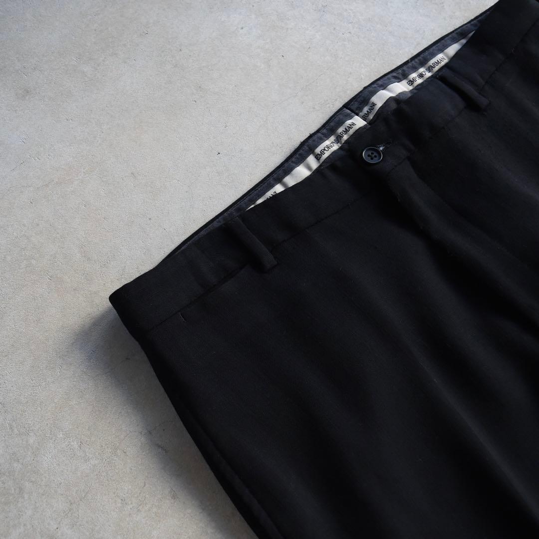 00s エンポリオアルマーニ ギャバジンウールスラックス 黒ブラックW34L30