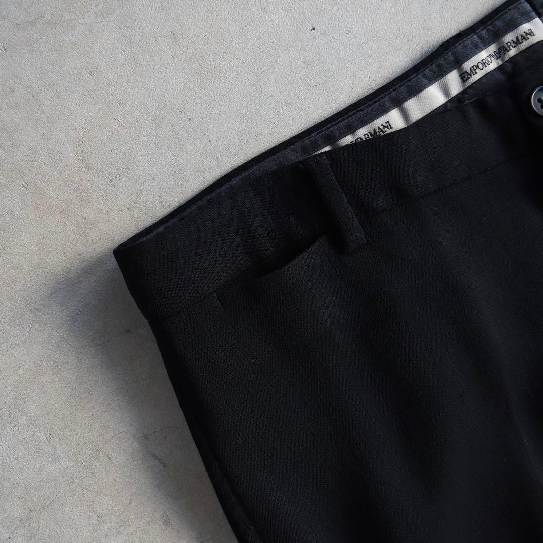 00s エンポリオアルマーニ ギャバジンウールスラックス 黒ブラックW34L30