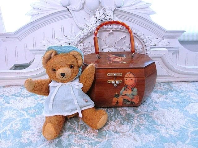 アンティークベア　ドールコンテナ　セットで　☆　ヴィンテージ　テディベア