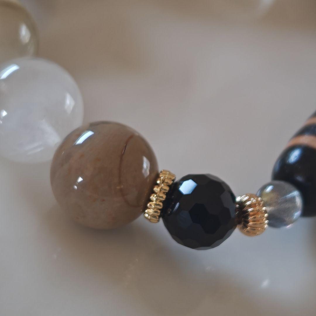 新作♡馬蹄痕付き平安十字佛天珠ブレス