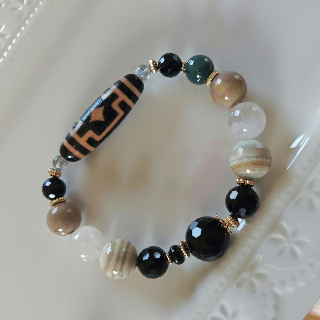 新作♡馬蹄痕付き平安十字佛天珠ブレス