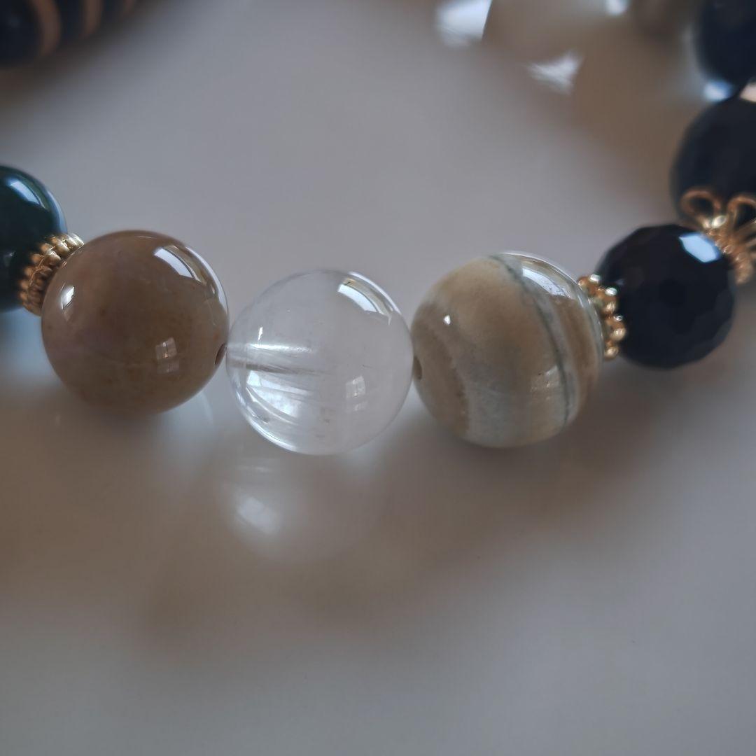 新作♡馬蹄痕付き平安十字佛天珠ブレス