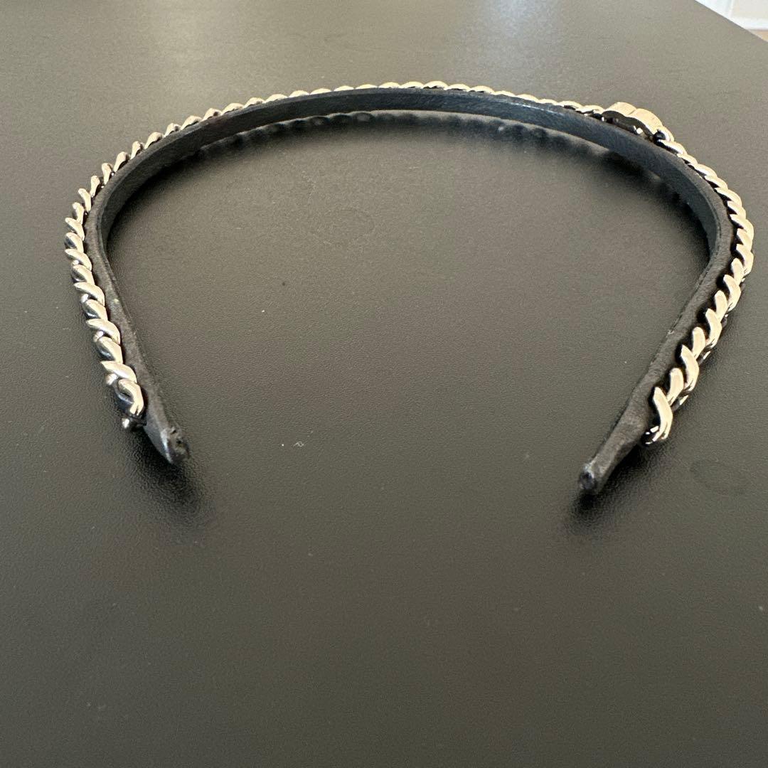 CHANNELレザーカチューシャシルバー ブラック