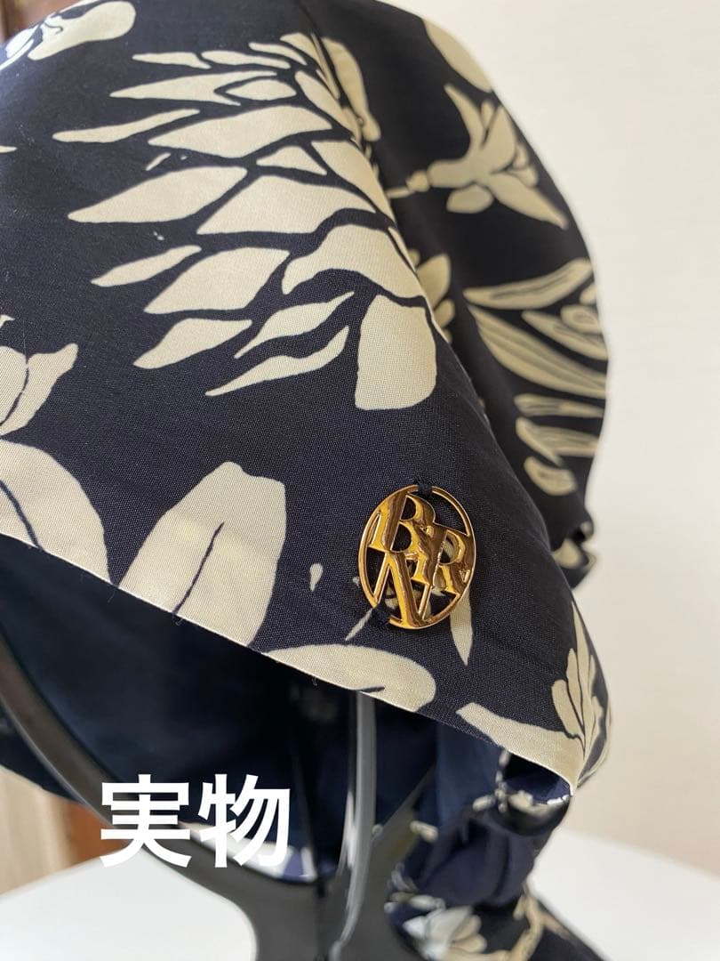 BARENスカーフハット /ボタニカルネイビー/前髪ウィッグ付き