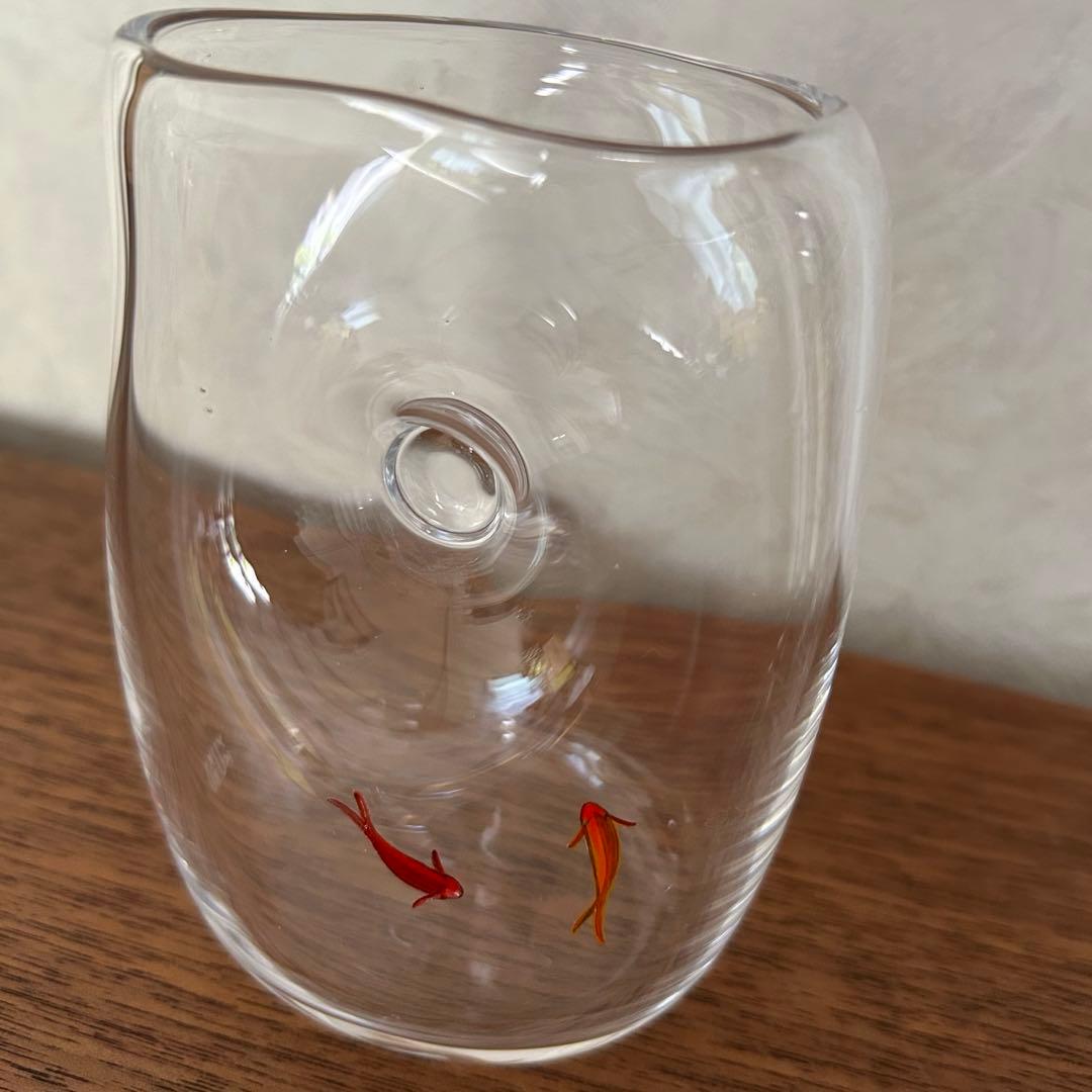 【美品・レア】久保裕子作品　【魚も水も楽しむ花器】(小)