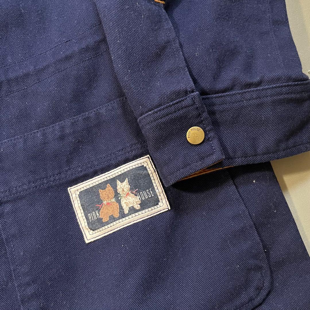 古着 ピンクハウス 犬柄 刺繍 総柄 カバーオール ヴィンテージ ジャケット