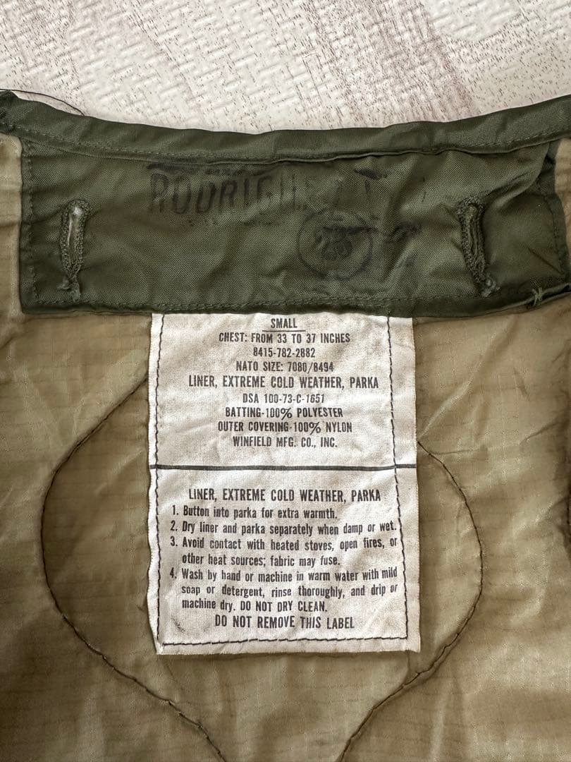 73年 M-65 パーカー用ライナー SMALL