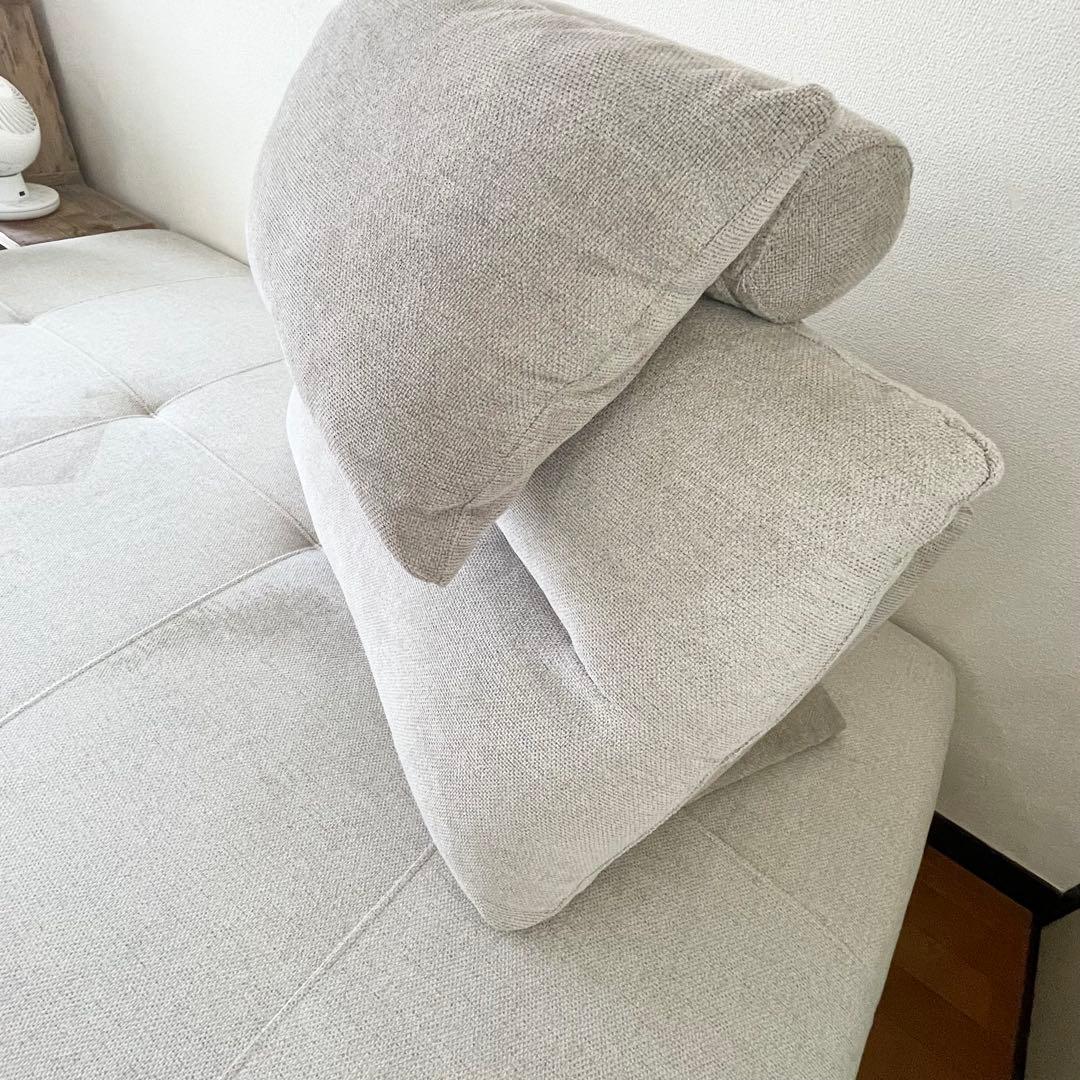 【美品】ニトリ　布張りソファベッド(MB07 BE) 3人掛け ソファ