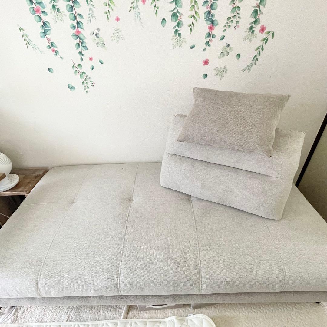 【美品】ニトリ　布張りソファベッド(MB07 BE) 3人掛け ソファ