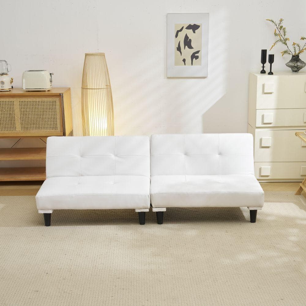 大人気のソファベッド　2人掛け　背もたれ3段階　取付可能な脚　WHITE