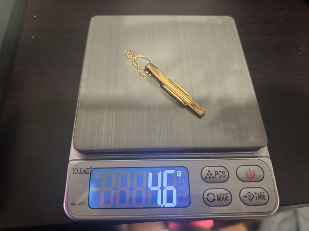 刻印入りK18クリップ型ネクタイピン 4.6g ケース付き