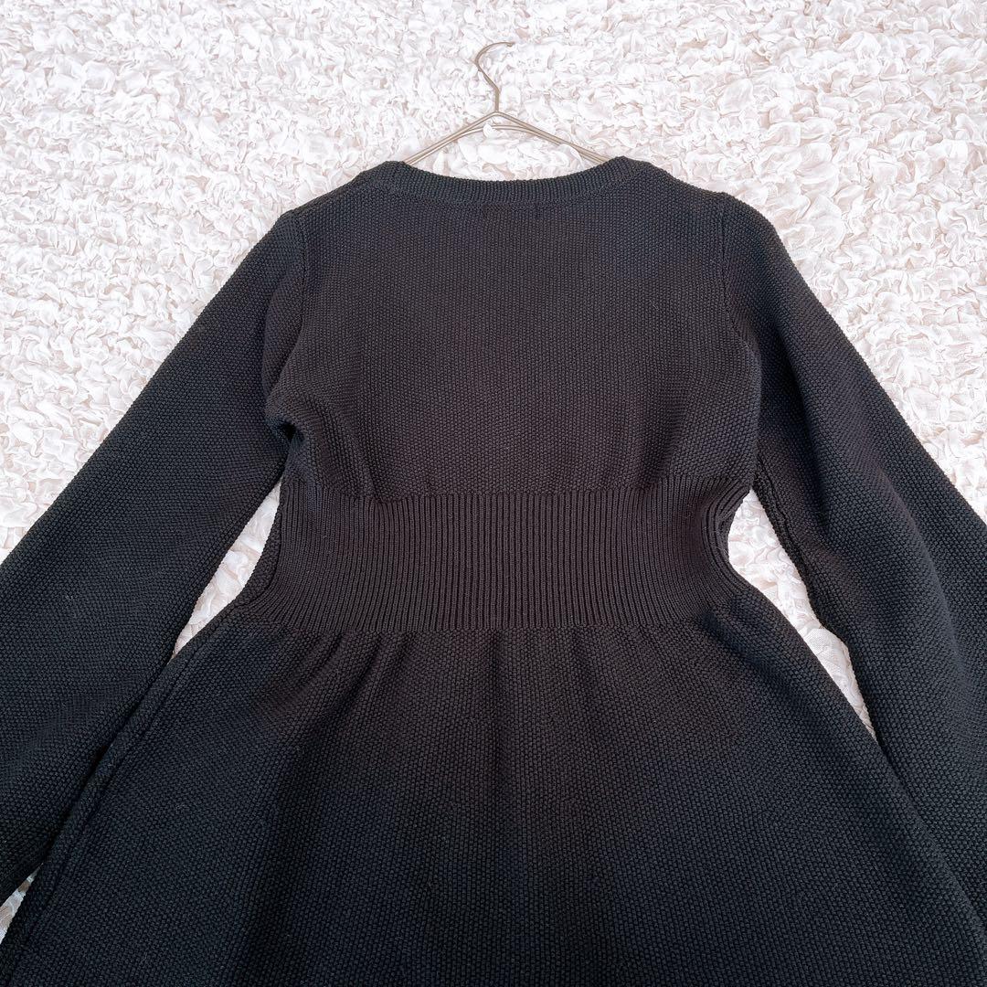 美品 anuans ウエストシェイプペプラムニットジャケット カーディガン 黒