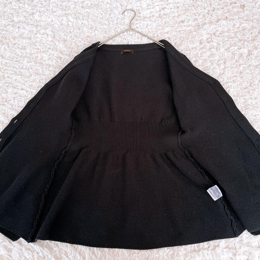 美品 anuans ウエストシェイプペプラムニットジャケット カーディガン 黒