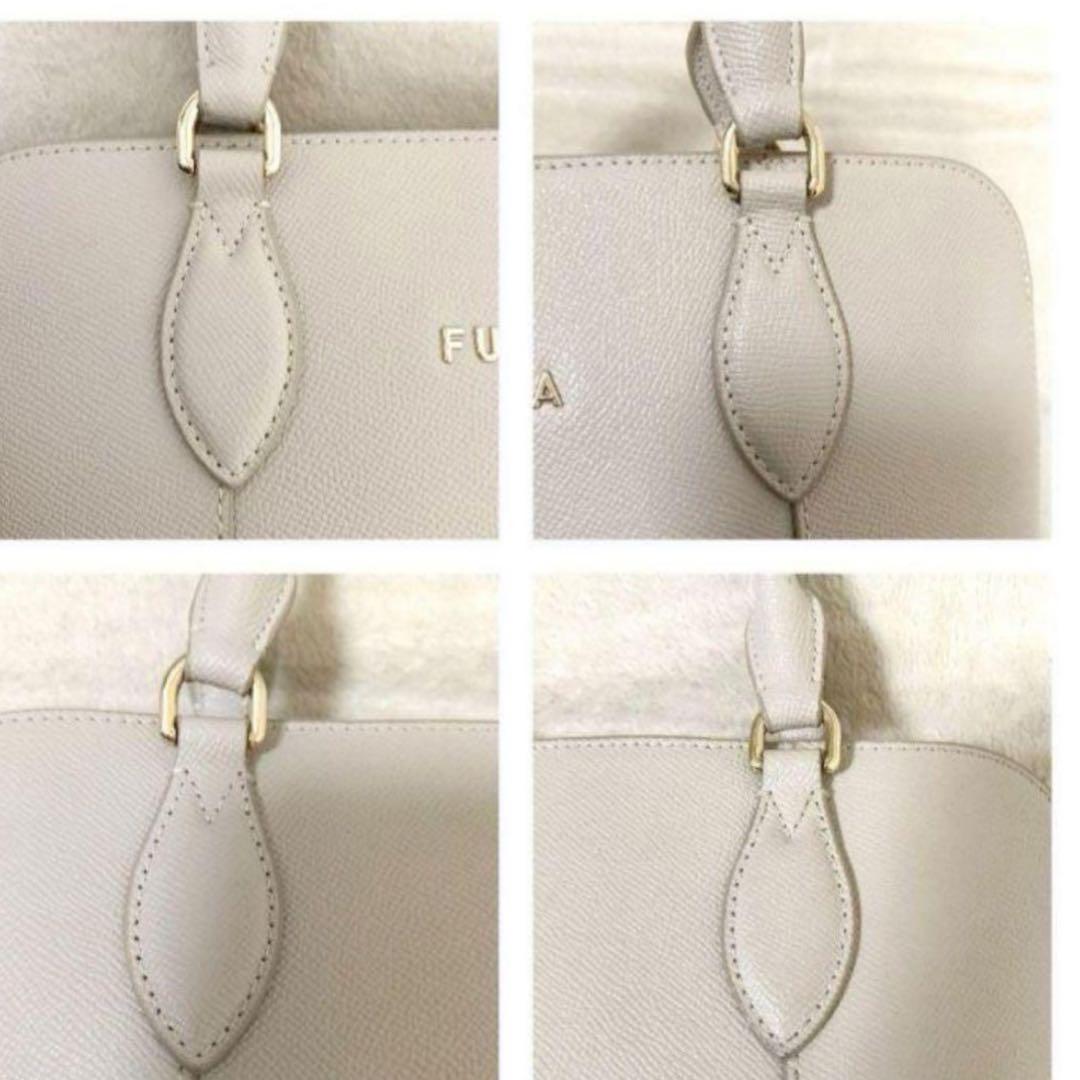 FURLA フルラ グレージュ ヴィットリアMドーム 2wayレザーハンドバッグ