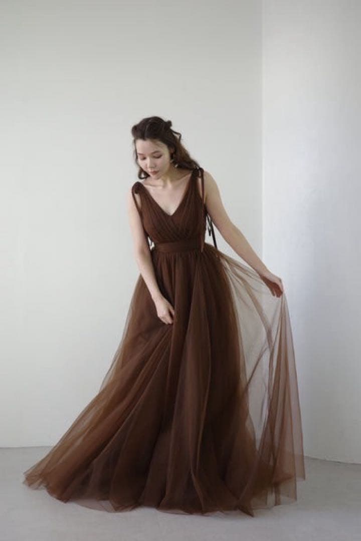 【前撮りのみ使用】チュールドレス ブラウン　撮影用 結婚式