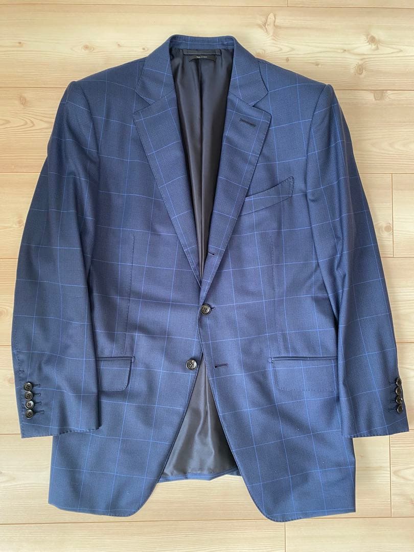 美品TOM FORD トムフォード 007スーツ ネイビー格子柄　サイズ50R