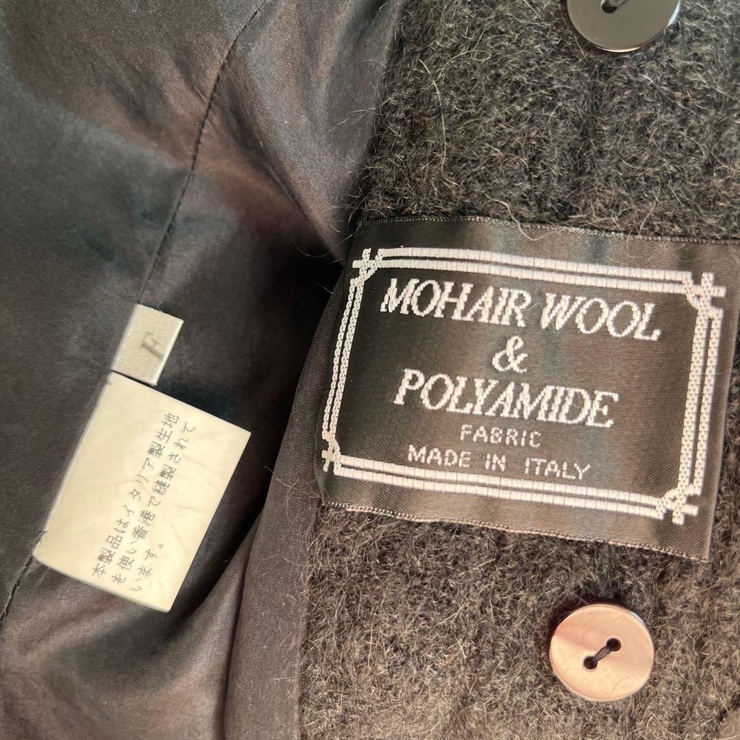 【アキア 】GRES イタリア製生地 モヘアウール　ファー付ロングコート