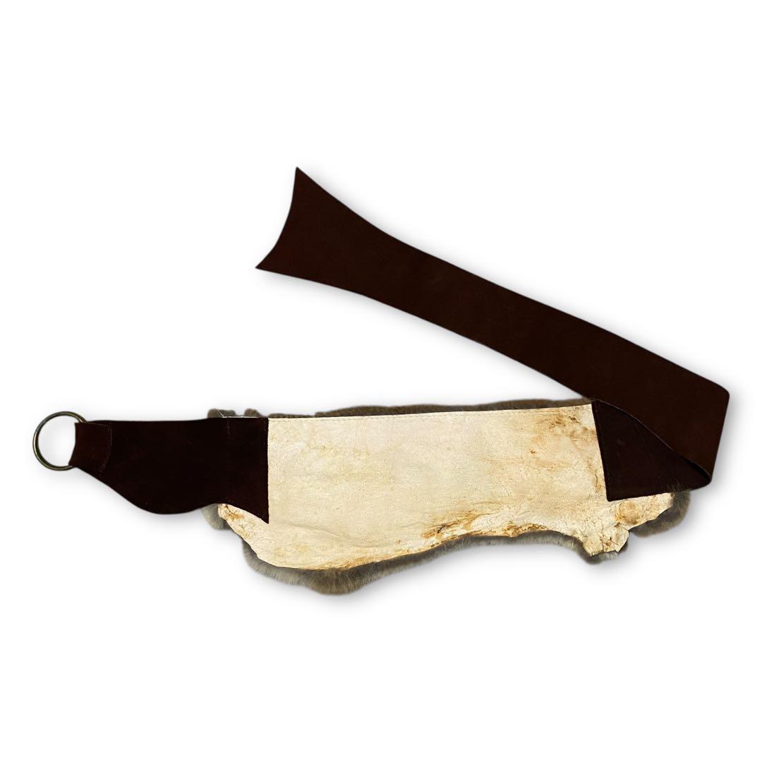 小物 goa rabbit fur leather ring belt