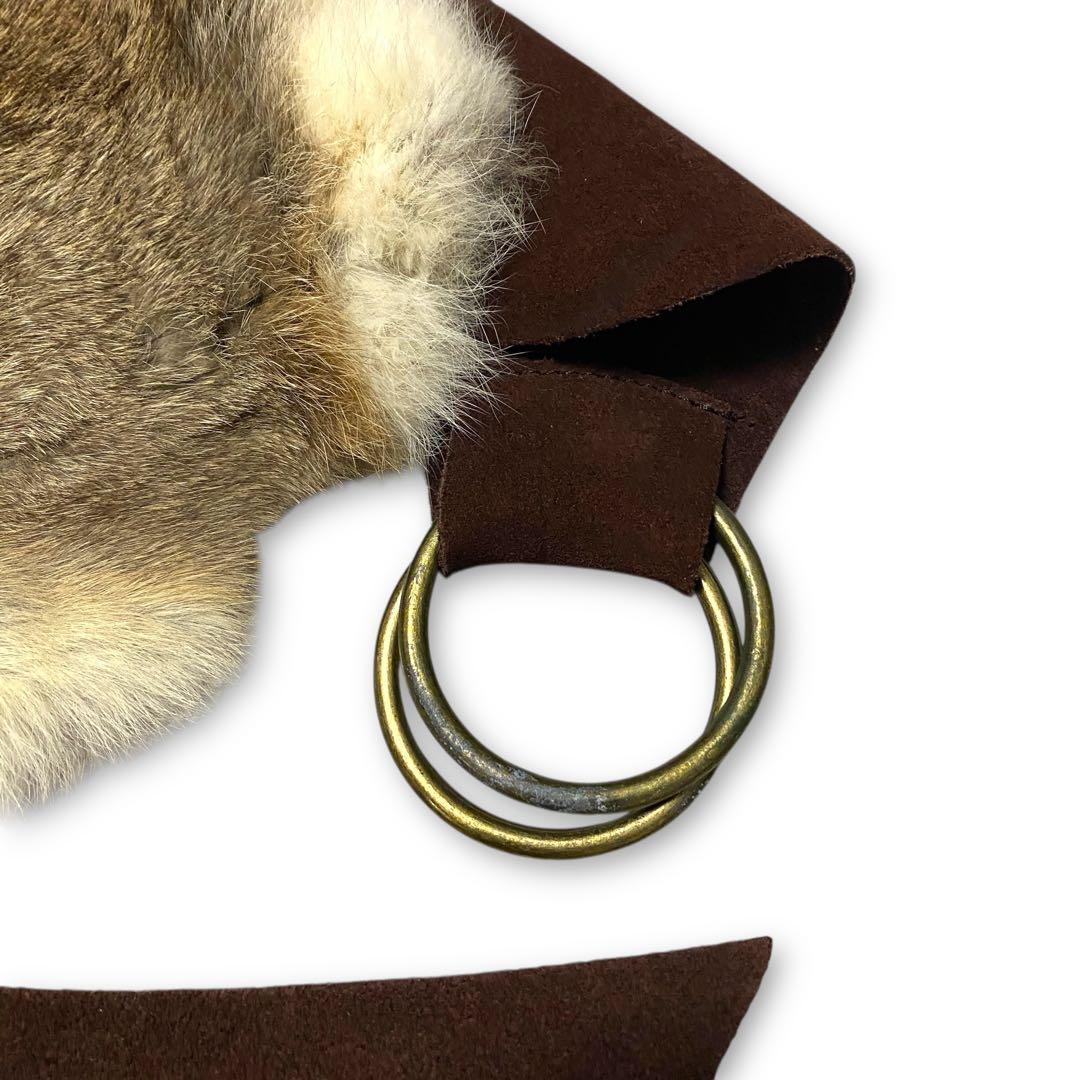 小物 goa rabbit fur leather ring belt