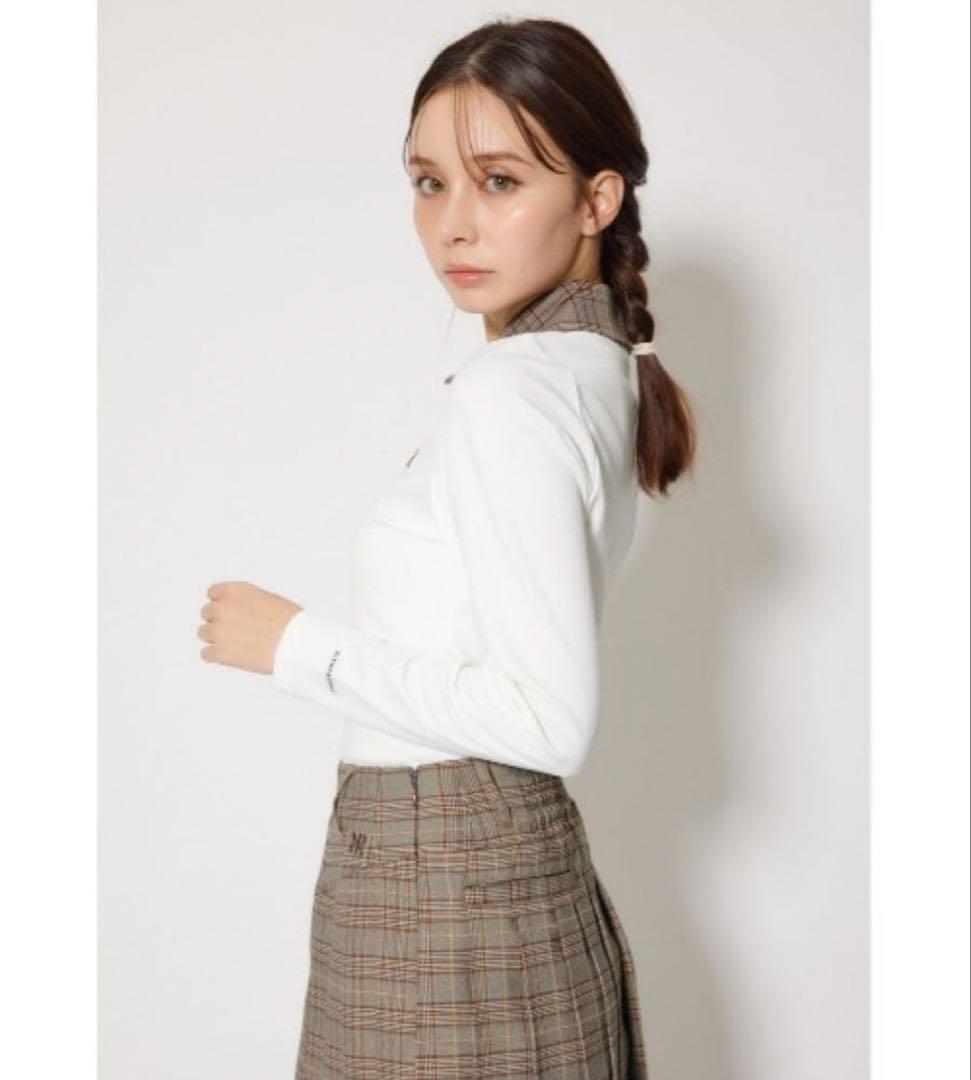 新発売！【RIENDA GOLF】襟付きコンパクトトップス 秋服 冬服　柄WHT