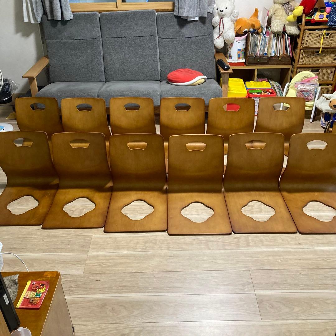 まとめ売り　木製座椅子　12脚セット　曲げ座椅子　和座椅子　旅館　座敷　①