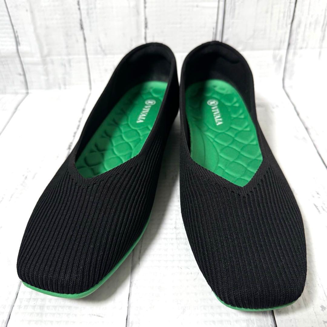 【yuu88】美品VIVAIA ビバイア スクエアトゥ 超軽量 フラット