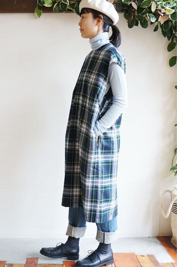 homspun タータンチェック柄ノースリーブワンピース