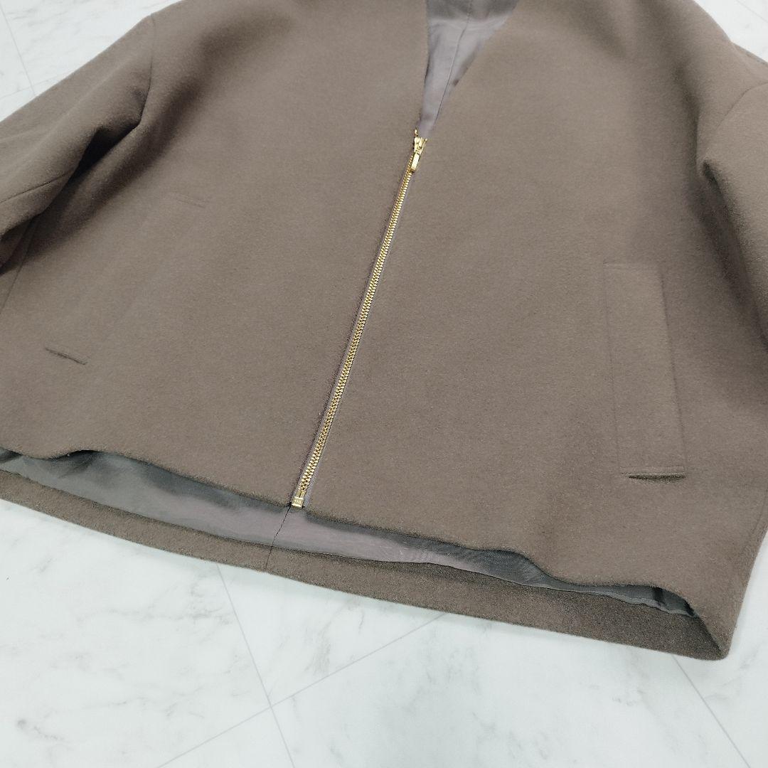 シップス　ウール混　ジップアップブルゾン　ブラウン 洗える
