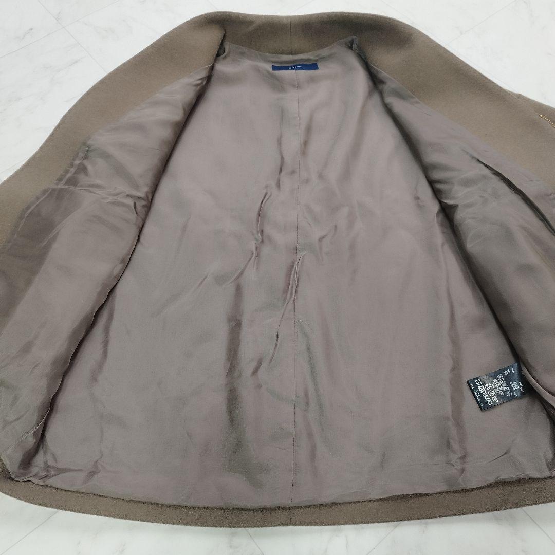 シップス　ウール混　ジップアップブルゾン　ブラウン 洗える