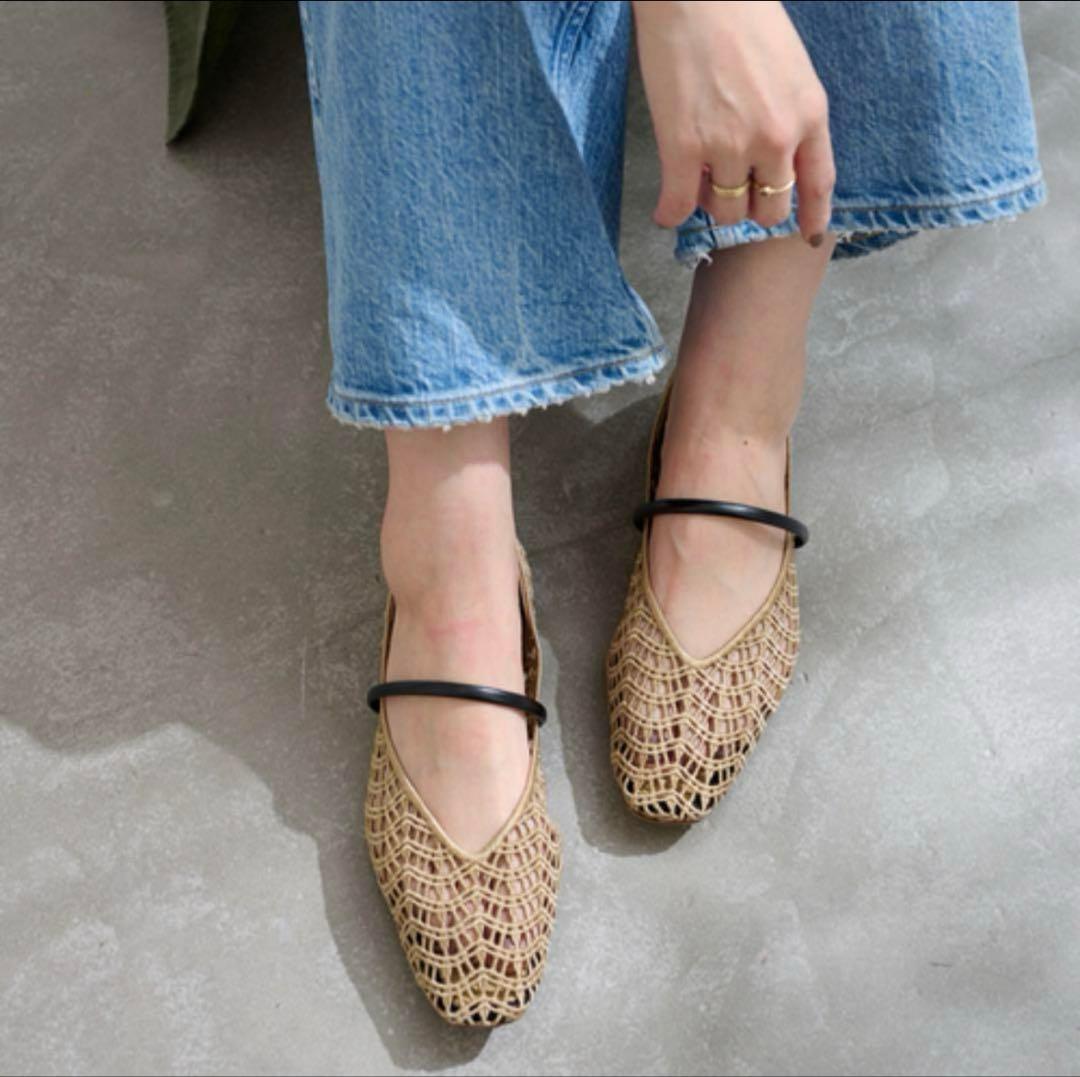 LE TALON スクエアクロシェストラップフラット 24cm