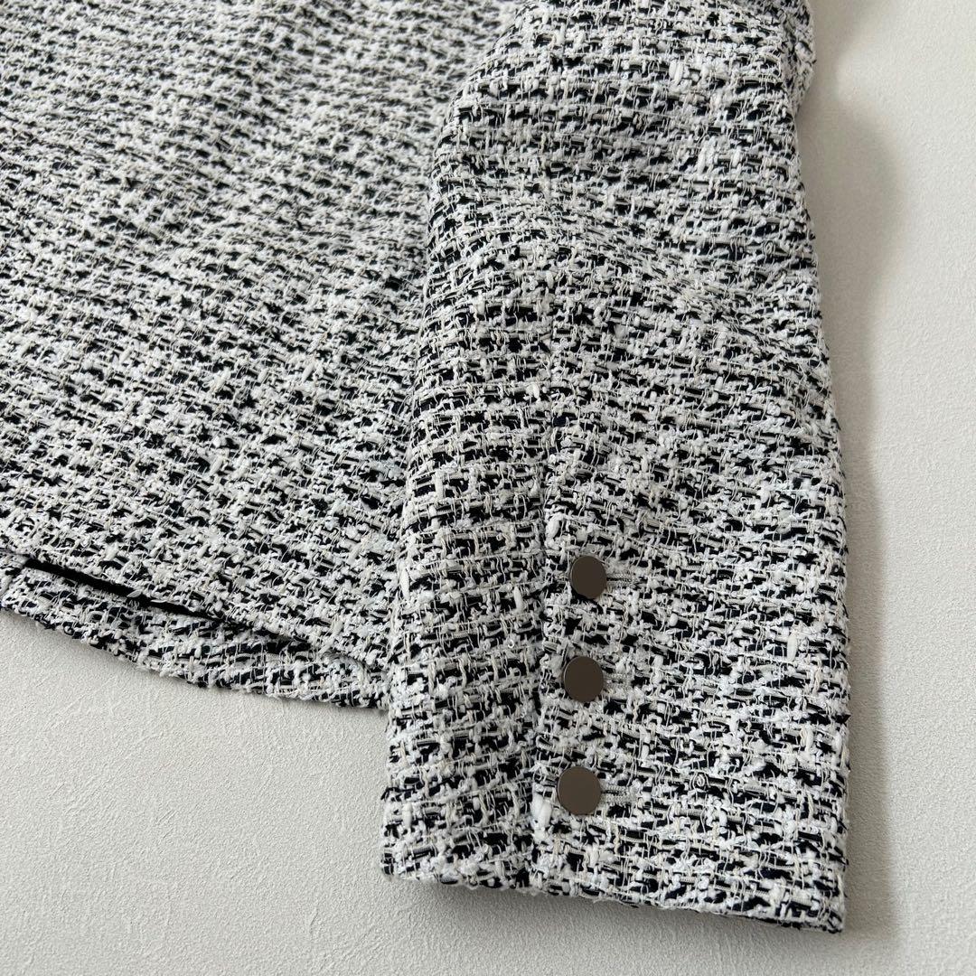 【美品】2025SS theory luxeツイードノーカラージャケット 38