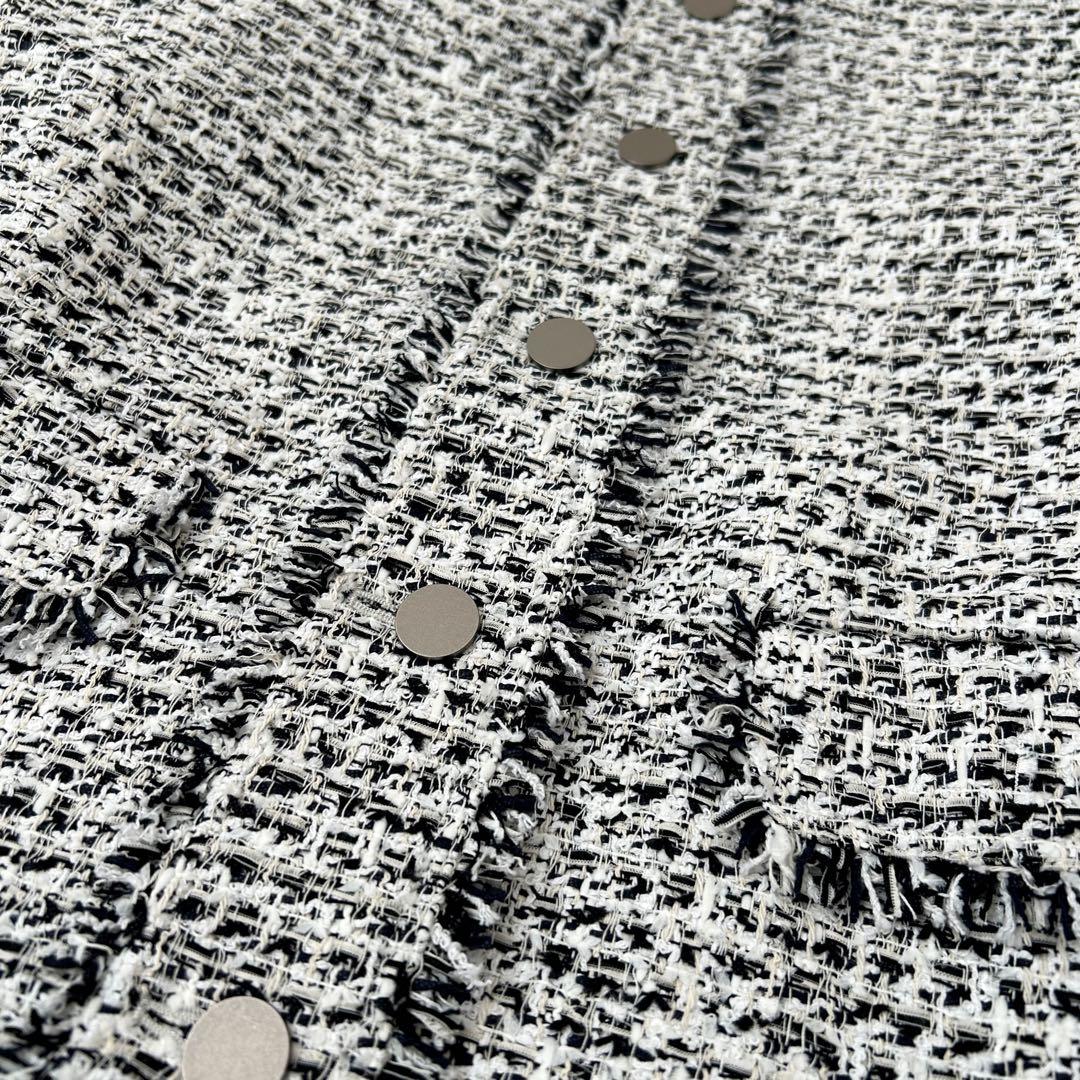 【美品】2025SS theory luxeツイードノーカラージャケット 38