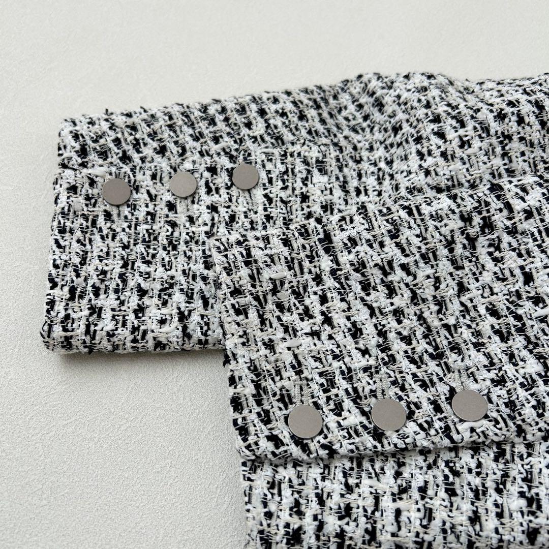 【美品】2025SS theory luxeツイードノーカラージャケット 38