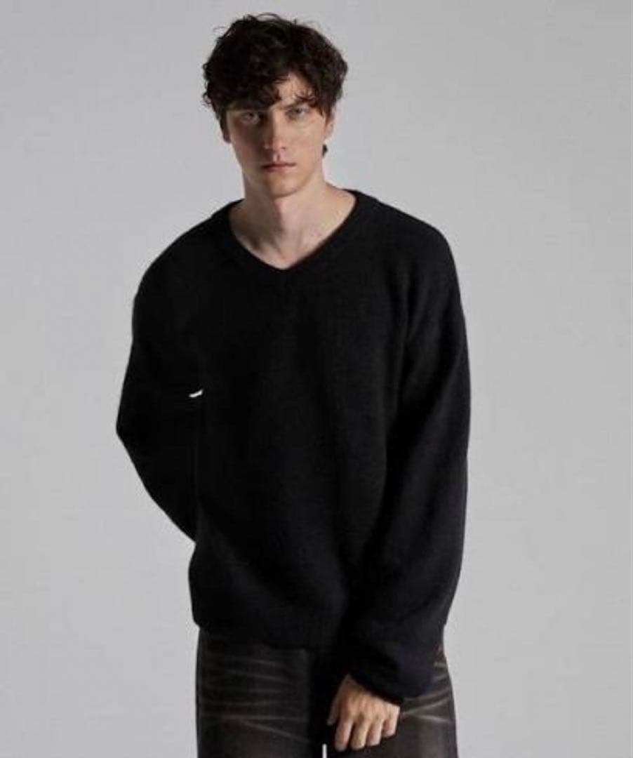 parts lab ブラック Vネック ニットセーター grancy