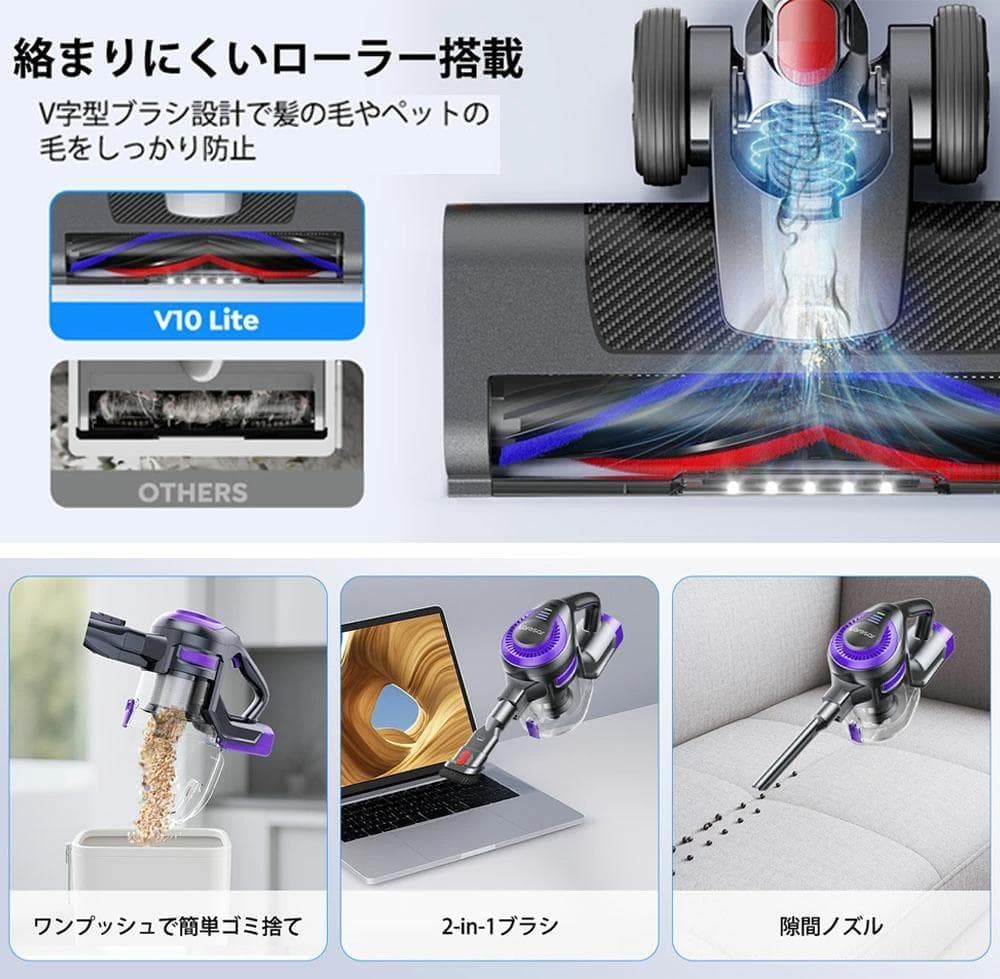 掃除機 コードレス 自立式 38000pa強吸引力 コードレス掃除機 充電式