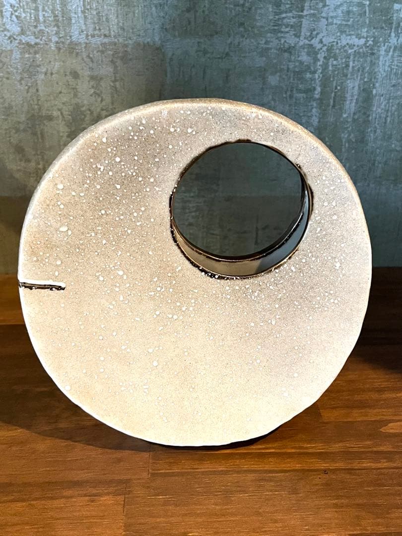 扁壶 雪三雀図 中村陶志人