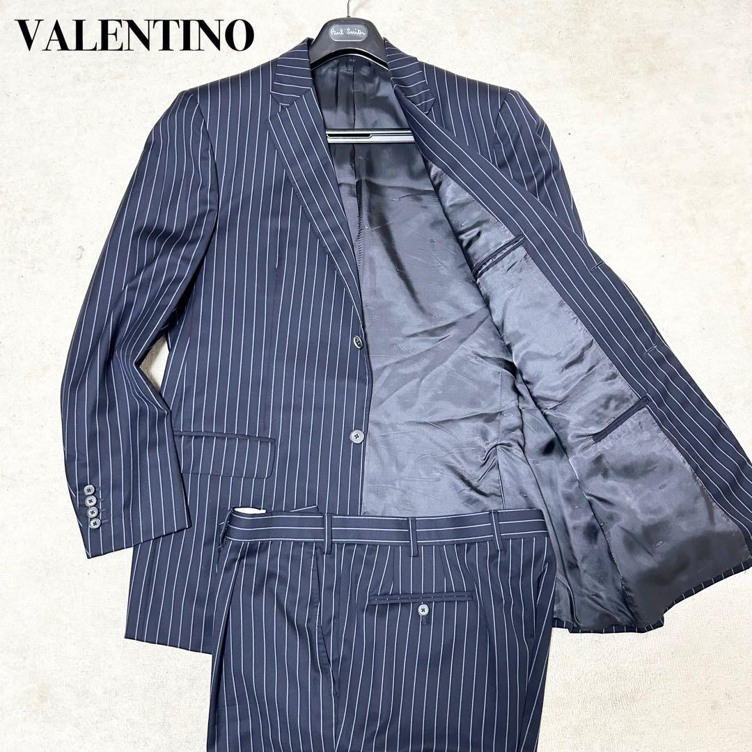 希少　VALENTINO ビジネススーツセットアップ　ネイビー　ストライプ