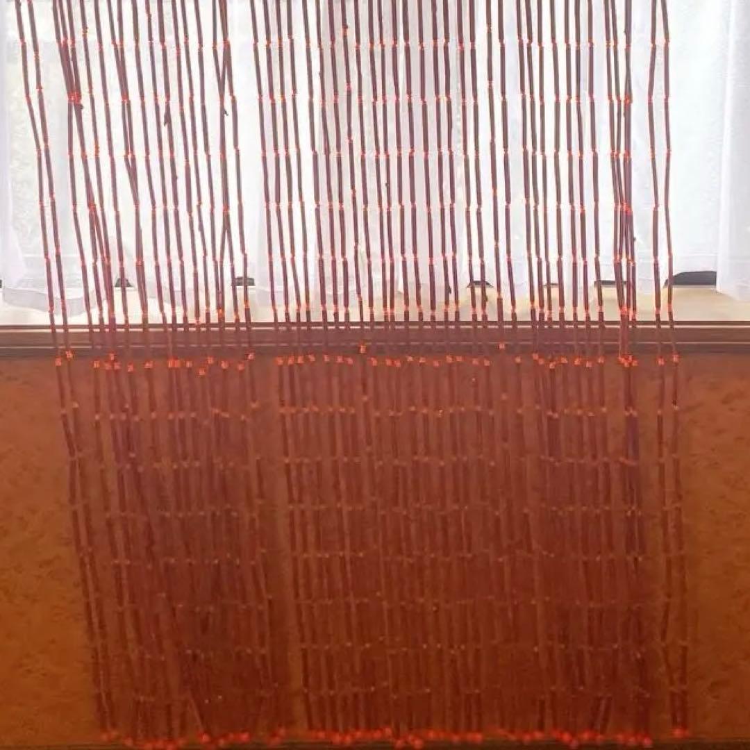 ビンテージ　オレンジのビーズカーテン　レトロ　vintege