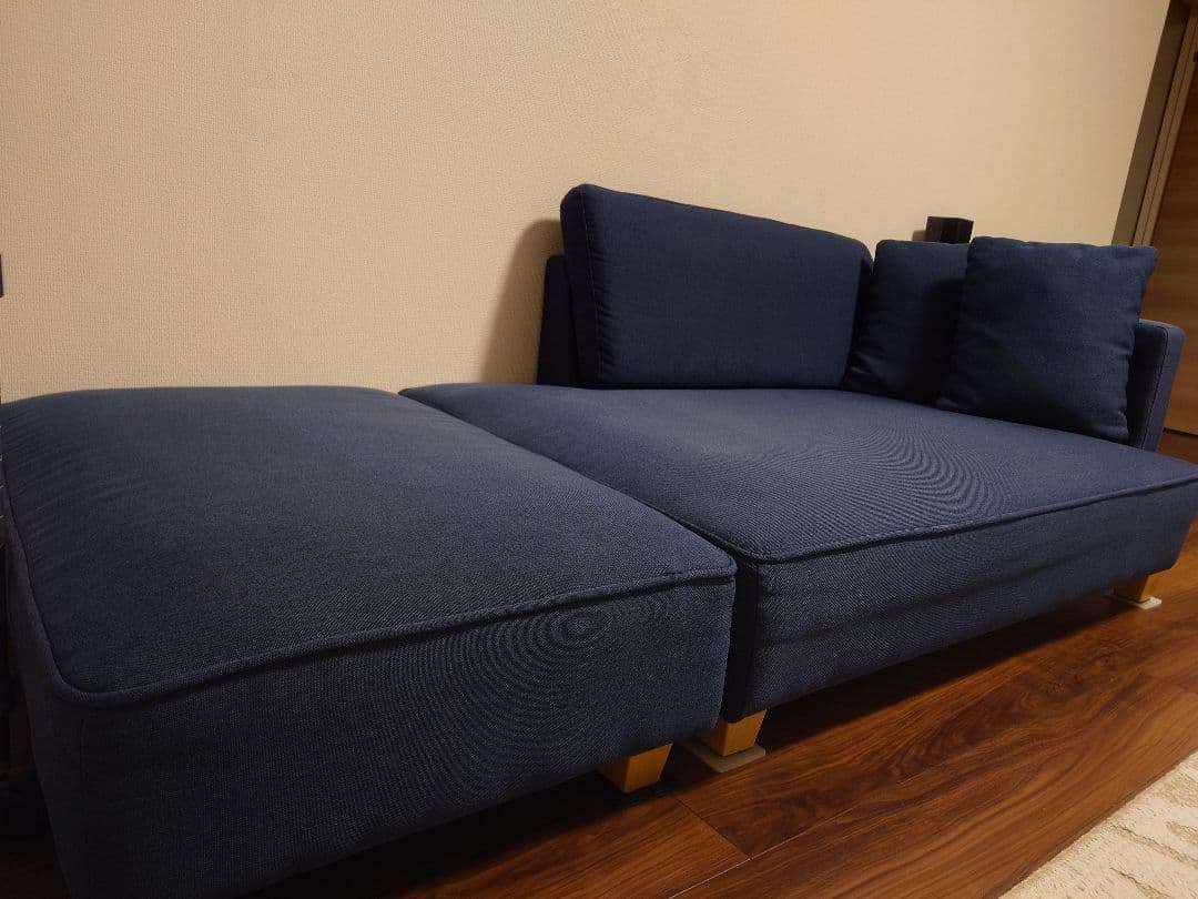 ネイビー コーナーソファ 2個クッション付き