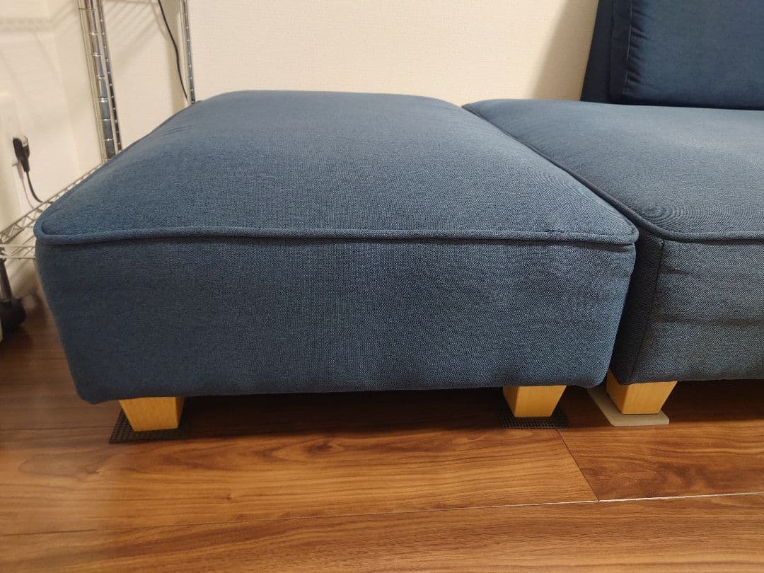 ネイビー コーナーソファ 2個クッション付き