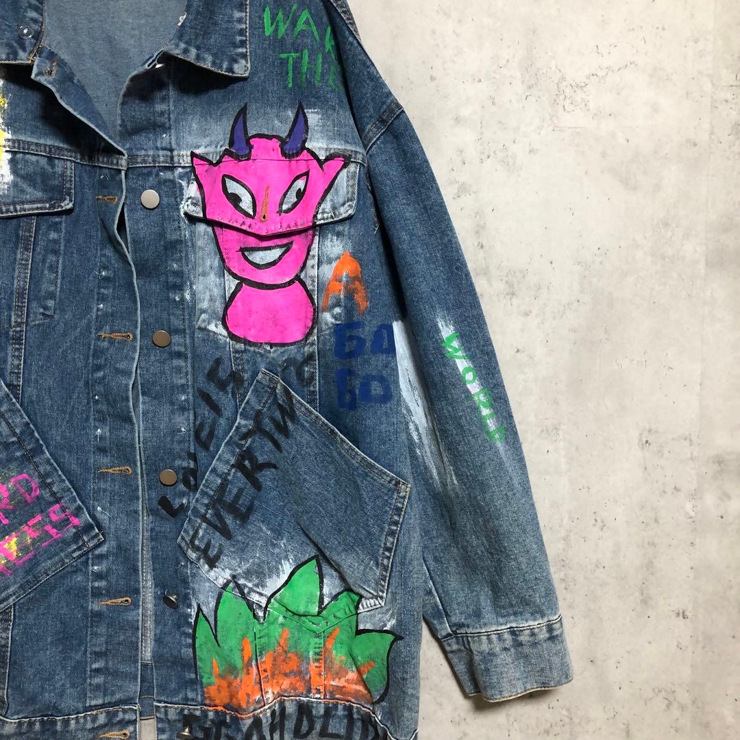 グラフィティ オーバーサイズ ペイントデニムジャケット