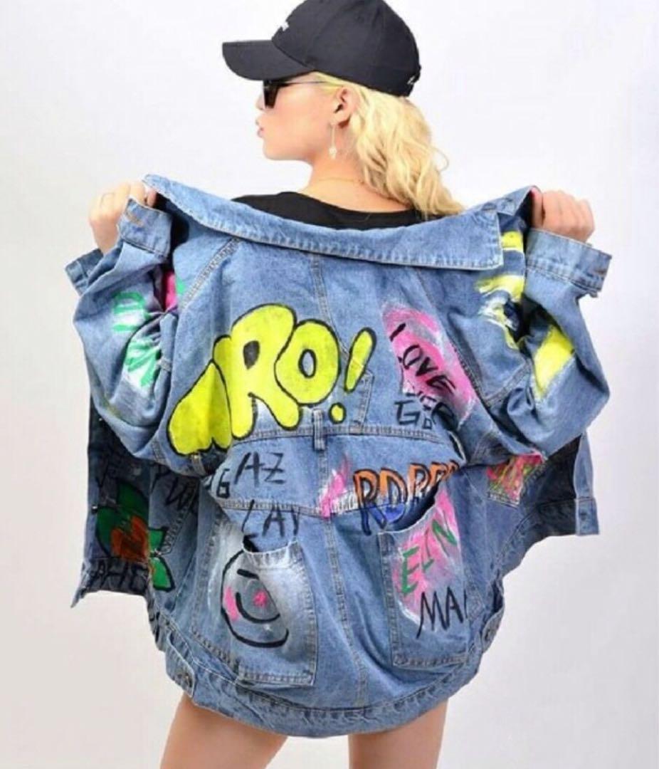 グラフィティ オーバーサイズ ペイントデニムジャケット