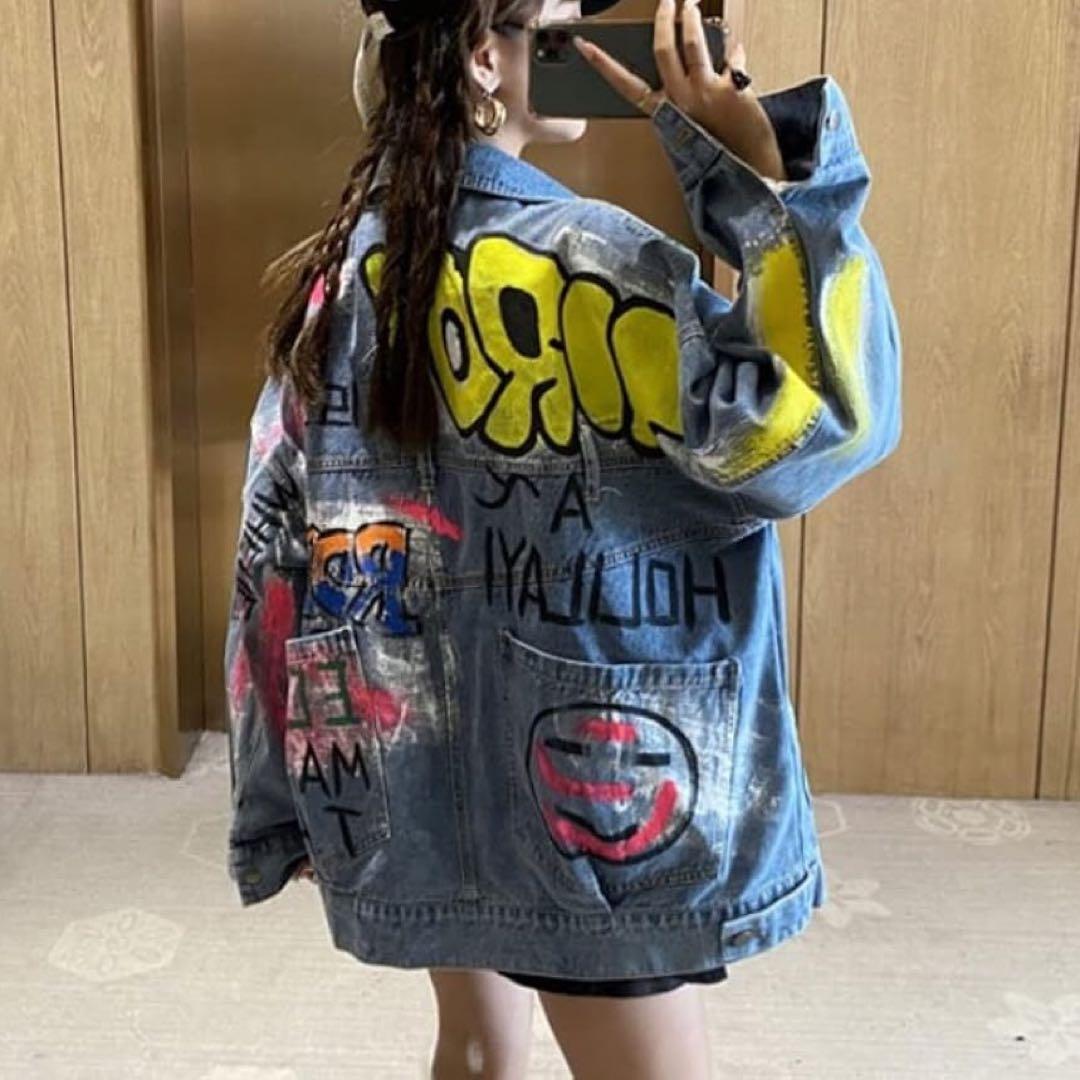 グラフィティ オーバーサイズ ペイントデニムジャケット