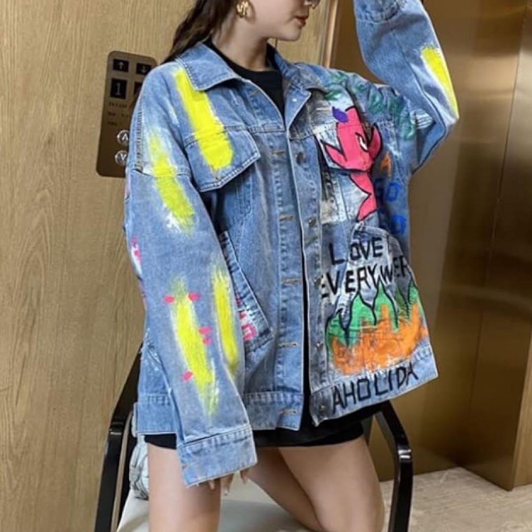 グラフィティ オーバーサイズ ペイントデニムジャケット